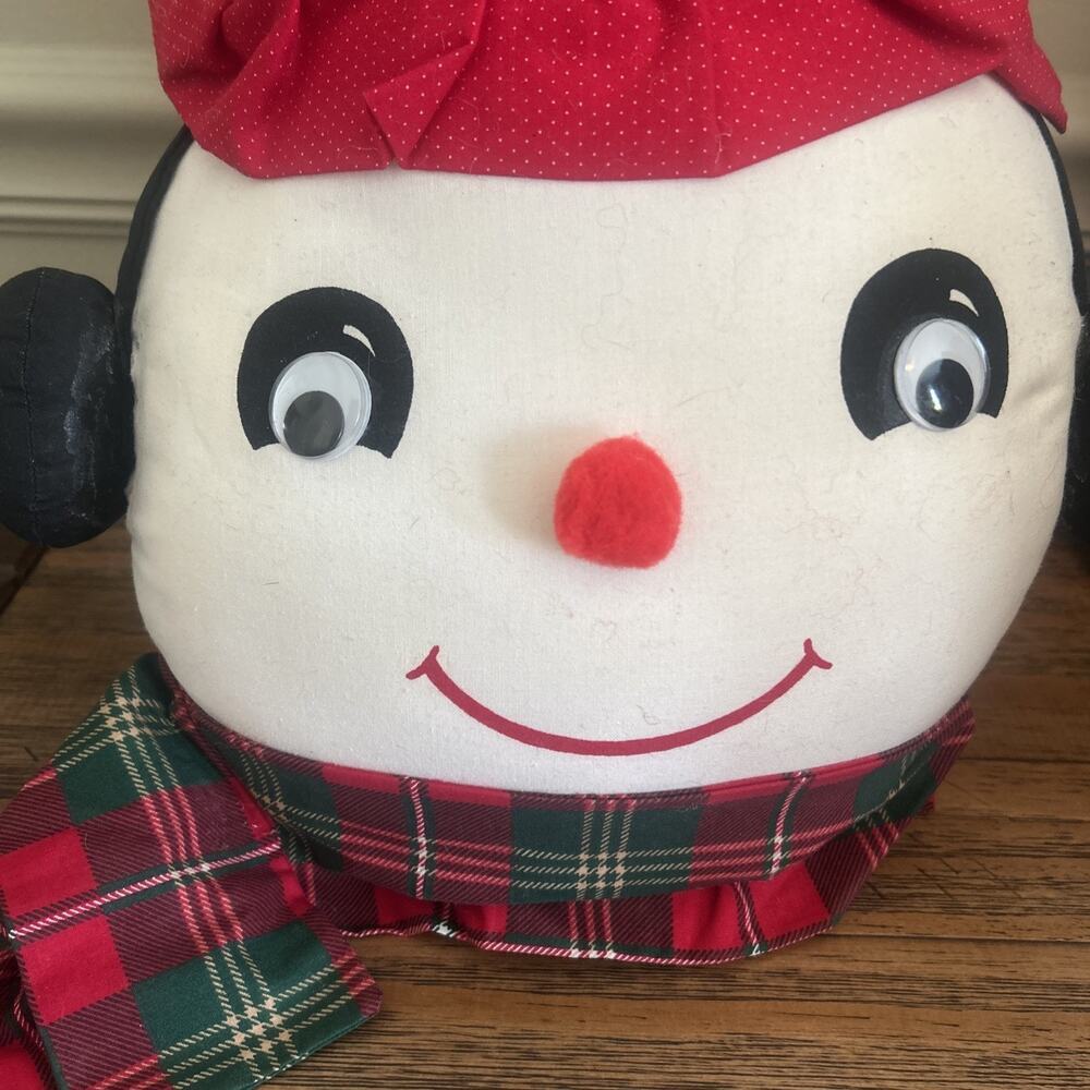 Snowman Vintage Stuffed Christmas Hanging Pillow Head Scarf 19” Tall Holiday - Picture 2 of 9